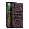 Crocodile & Alligator Leather Snap-on Case for iPhone Xs, Xs Max - Brown - Head Skin