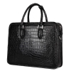 Alligator Crossbody Laptop Business Bag, Alligator Briefcase for Men-Black-Back