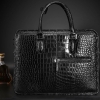 Alligator Crossbody Laptop Business Bag, Alligator Briefcase for Men-Black-Display