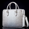 Alligator Crossbody Laptop Business Bag, Alligator Briefcase for Men-White