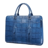 Alligator Leather Briefcase Shoulder Laptop Business Bag-Blue-Side