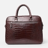 Alligator Leather Briefcase Shoulder Laptop Business Messenger Bag-Back