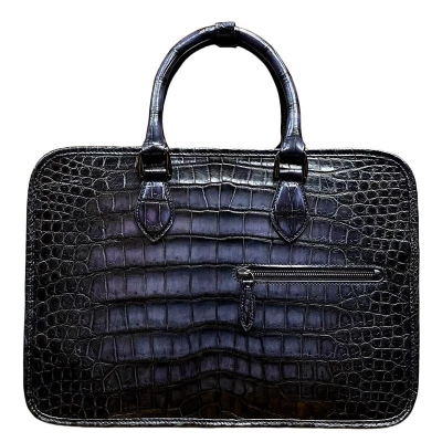 Alligator Leather Crossbody Laptop Business Bags - Blue
