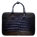 Alligator Leather Crossbody Laptop Business Bags - Blue -Back