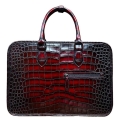 Alligator Leather Crossbody Laptop Business Bags - Burgundy