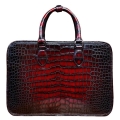 Alligator Leather Crossbody Laptop Business Bags - Burgundy - Black