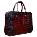 Alligator Leather Crossbody Laptop Business Bags - Burgundy - Side