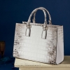 Alligator Skin Tote Shoulder Handbag Travel Bag-1