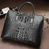 Black-Crocodile Leather Laptop Briefcase with Combination Lock