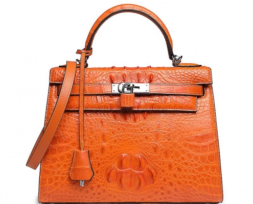 Crocodile Leather Handbags-Orange