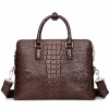 Crocodile Leather Laptop Briefcase with Combination Lock-Back