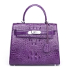 Crocodile Leather Padlock Handbags Shoulder Bags-Purple