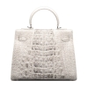 Crocodile Leather Padlock Handbags Shoulder Bags-White-Back