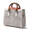 Crocodile Shoulder Bag Crossbody Bag with Bamboo Handle-Micro Side