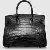 Designer Alligator Handbag-Black-Back