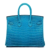 Designer Alligator Handbag-Blue-Back