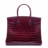 Designer Alligator Handbag-Burgundy-Back