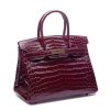 Designer Alligator Handbag-Burgundy-Micro Side