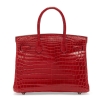 Designer Alligator Handbag-Red-Back