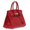 Designer Alligator Handbag-Red-Side