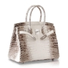 Designer Alligator Handbag-White-Side