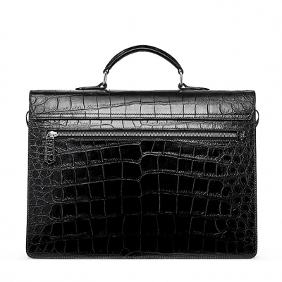Mens Genuine Alligator Briefcase, Luxury Alligator Business Bag-BackMens Genuine Alligator Briefcase, Luxury Alligator Business Bag-Back