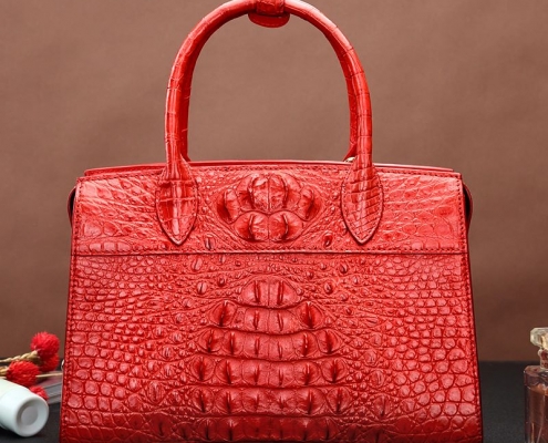 Red Crocodile Leather Bag