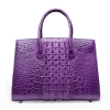 Womens Crocodile Handbags Top Handle Padlock Bags-Purple-Back