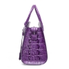 Womens Crocodile Handbags Top Handle Padlock Bags-Purple-Side