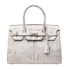 Womens Crocodile Handbags Top Handle Padlock Bags-White