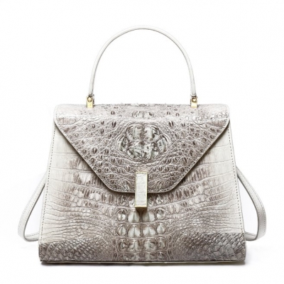 Ladies Designer Crocodile Handbag Shoulder Bag-White