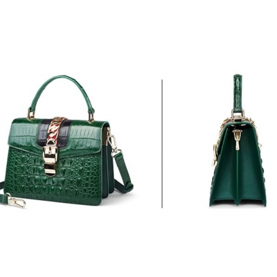 Style Crocodile Handbag Shoulder Bag Crossbody Bag for Lady-Green-Details