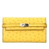 Stylish Evening Ostrich Leather Clutch Wallet Ladies Purse-Yellow