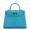 Women's Ostrich Handbags Top Handle Padlock Bags-Blue