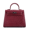 Women's Ostrich Handbags Top Handle Padlock Bags-Claret