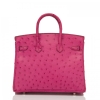 Women's Padlock Ostrich Handbag Top Handle Bag-Pink-Back