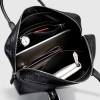 Designer Ostrich Leather Business Work Briefcase Laptop Bag-Black-Inside