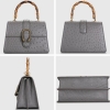 Ostrich Crossbody Bag Ostrich Handbag with Bamboo Handle-Gray-Details