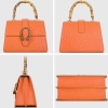 Ostrich Crossbody Bag Ostrich Handbag with Bamboo Handle-Orange-Details