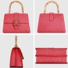 Ostrich Crossbody Bag Ostrich Handbag with Bamboo Handle-Red-Details