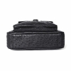 Ostrich Leather Flapover Briefcase Messenger Bag-Black-Bottom