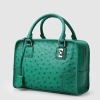 Ostrich Leather Handbags Ladies Ostrich Padlock Bags-Green