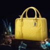 Ostrich Leather Handbags Ladies Ostrich Padlock Bags-Yellow