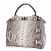 Snakeskin Handbag, Python Skin Crossbody Bag for Women-White