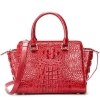 Crocodile Tote Bags Top Handle Shoulder Handbags with Zipper-Red