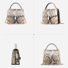 Designer Python Skin Tote Bag Purse Crossbody Bag-White-Details