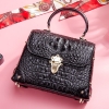 Ladies Crocodile Shoulder Bag Top Handle Handbag-Black-1