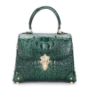 Ladies Crocodile Shoulder Bag Top Handle Handbag-Green