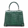 Ladies Crocodile Shoulder Bag Top Handle Handbag-Green-Back