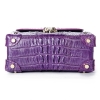 Ladies Crocodile Shoulder Bag Top Handle Handbag-Purple-Bottom